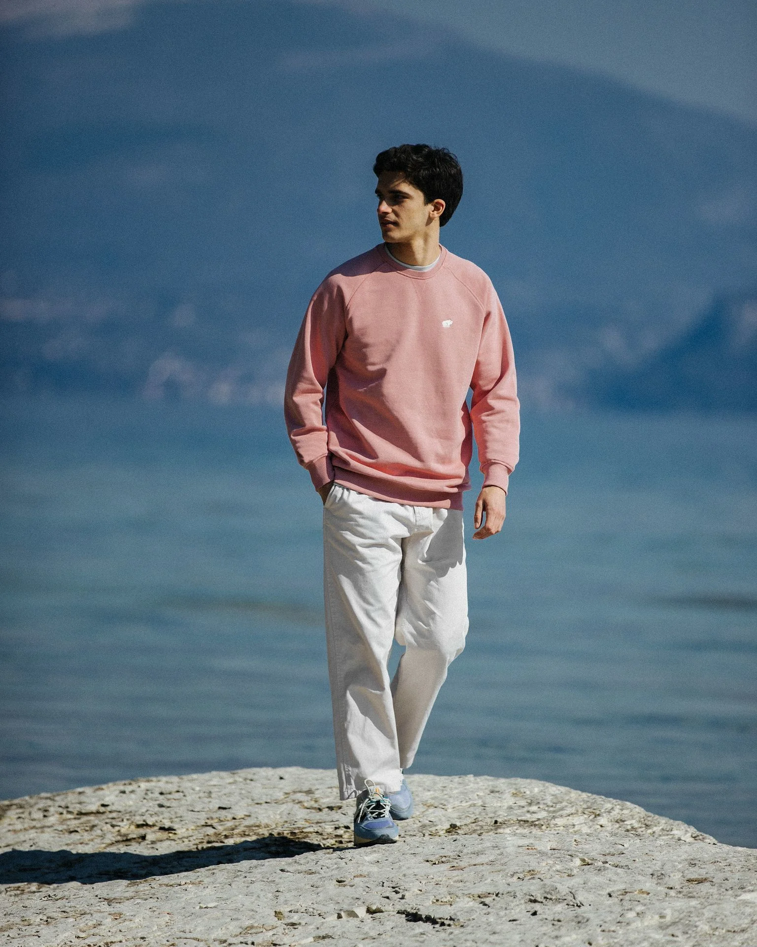 CLASSIC CHEST LOGO SWEATSHIRT - ROSE TAN / LILY WHITE - Image 5
